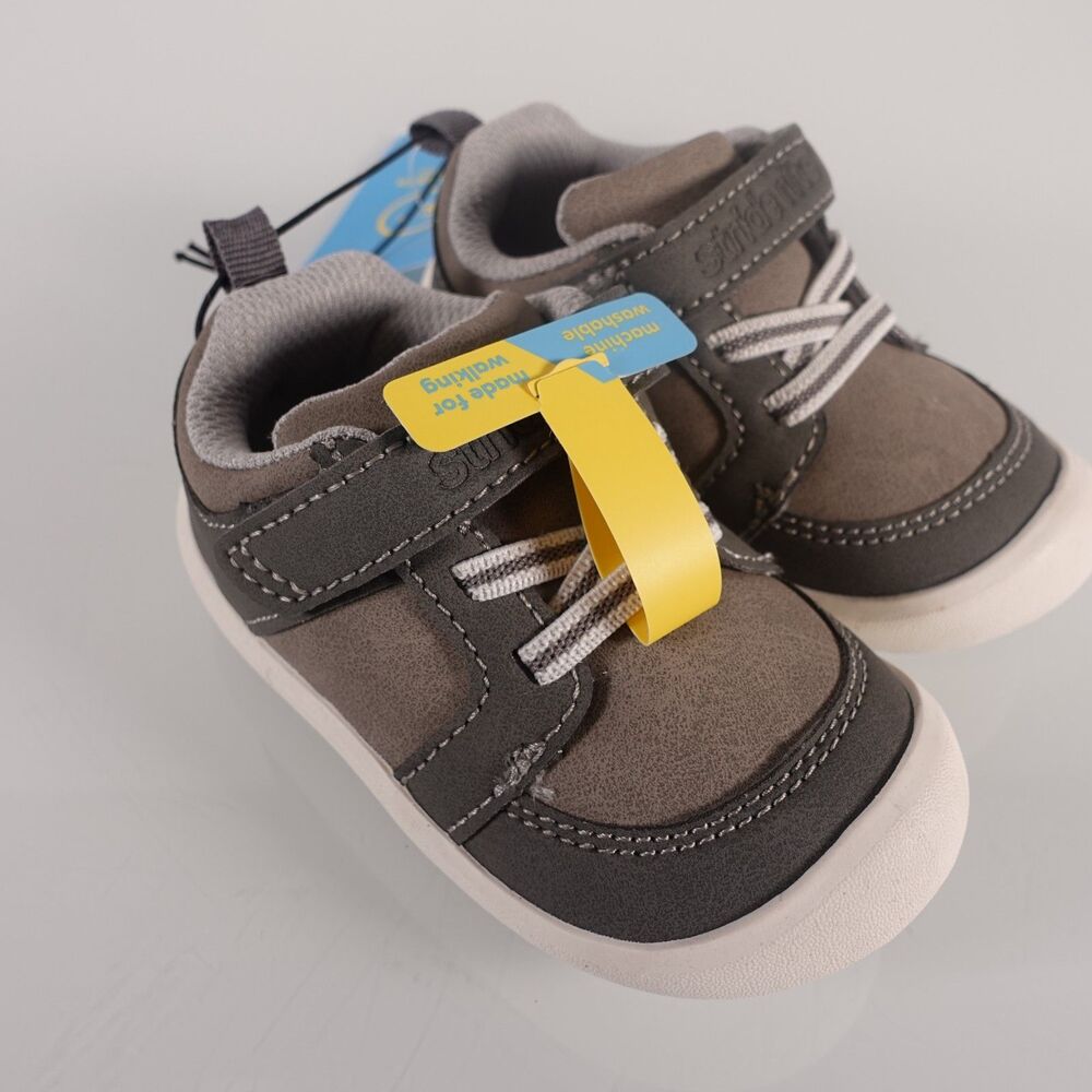 Munchkin Stride Rite Miller Gray Low Top Lace-Up Sneaker Baby Shoes US Size 5